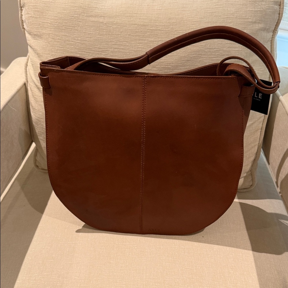 Able Brown Leather Saddle Shoulder Bag